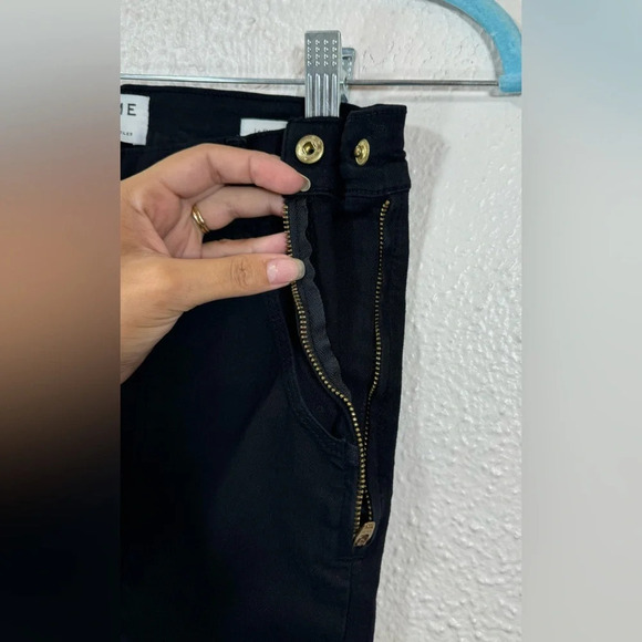 Frame Le Flare de Francoise Jeans Black Side Zip Cotton Blend Pockets Women’s 27 - Picture 4 of 15